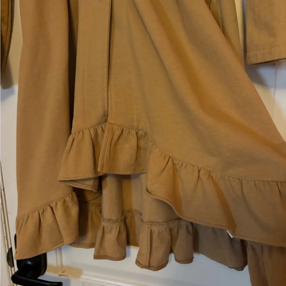 PAPER LACE Tan Coat with Black Floral Embroidery. 100% Cotton. Size Small. - Picture 4 of 7